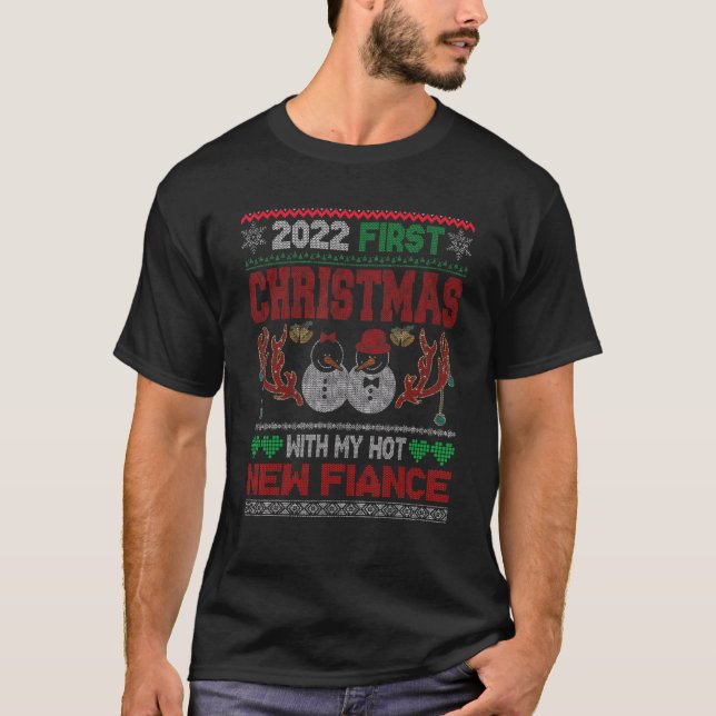 Camiseta Primeiro Natal 2022 Com O Meu Novo Casal Quente (Frente)