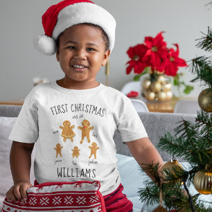 Camiseta Primeiro Natal Adotado Família de Biscoito de Geng