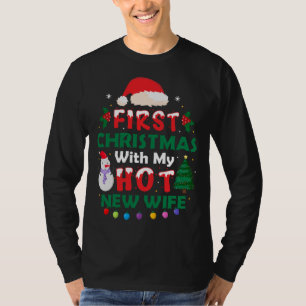 Camiseta Primeiro Natal Com Minha Nova Esposa Engraçada Mar