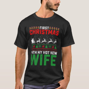 Camiseta Primeiro Natal Com Minha Nova Família De Esposas E