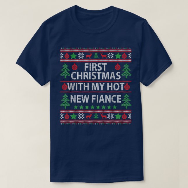 Camiseta Primeiro Natal Com O Meu Novo Casal De Noite Quent (Frente do Design)