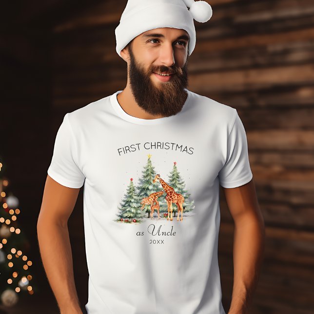Camiseta Primeiro Natal como a família das girafas bonitas  (Criador carregado)