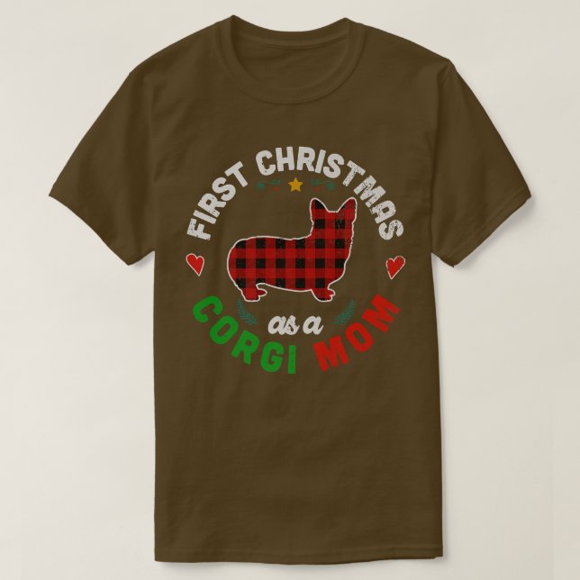 Camiseta Primeiro Natal Como Corgi Mãe-948 (Frente do Design)