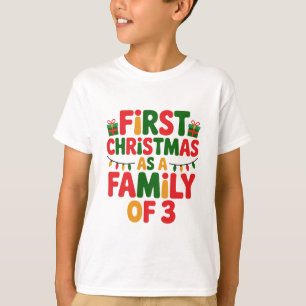 Camiseta Primeiro Natal como Família de 3 Roupas Engraçadas