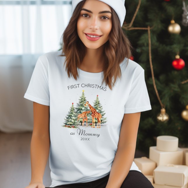 Camiseta Primeiro Natal como Família Girafas Bonitas de Ano (Criador carregado)