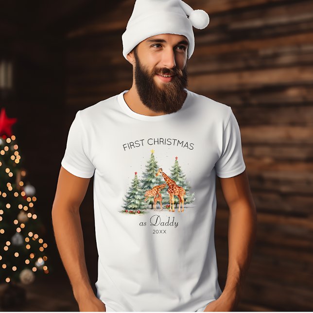 Camiseta Primeiro Natal como Girafas Cuecas de Pai Ano-Pai (Criador carregado)