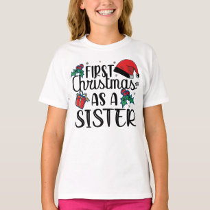 Camiseta Primeiro Natal Como Irmã Correspondendo Ao Natal
