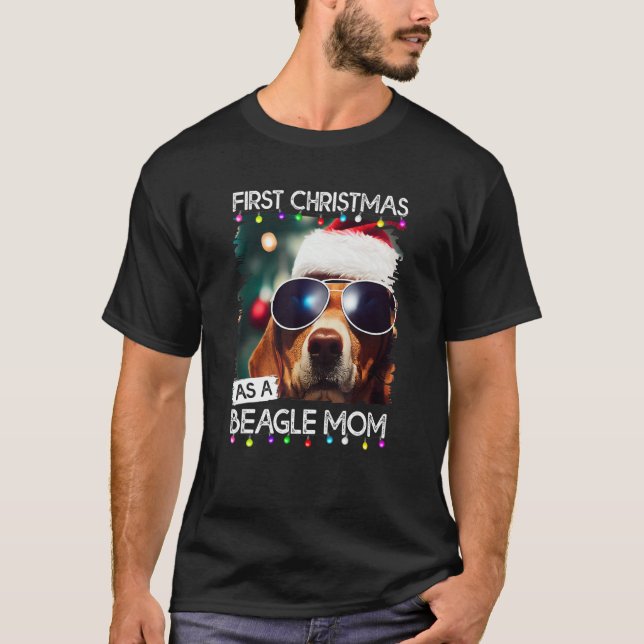 Camiseta Primeiro Natal como mãe de Beagle (Frente)