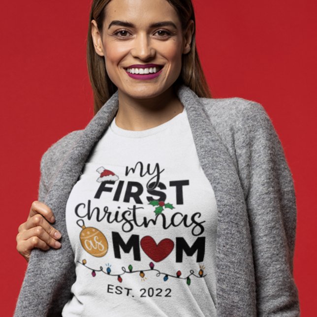 Camiseta Primeiro Natal como mãe - família que combina bem (Criador carregado)