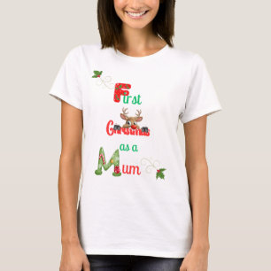 Camiseta Primeiro Natal como Mãe Senhoras Festivas