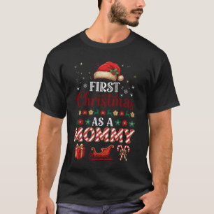 Camiseta Primeiro Natal como Mamãe Chapéu do Papai Noel Tre