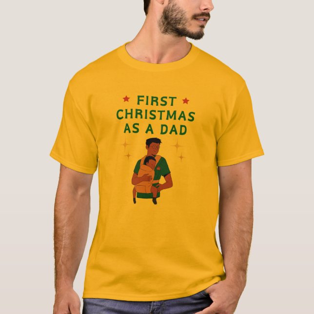 Camiseta "Primeiro Natal como Pai - Camisa-T Festiva (Frente)