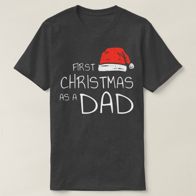 Camiseta Primeiro Natal como Pai Engraçado Santa Hat Xmas (Frente do Design)