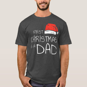 Camiseta Primeiro Natal como Pai Engraçado Santa Hat Xmas