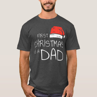 Camiseta Primeiro Natal como Pai Engraçado Santa Hat Xmas