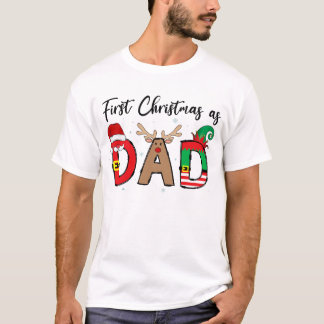 Camiseta Primeiro Natal Como Pai Família Correspondente ao