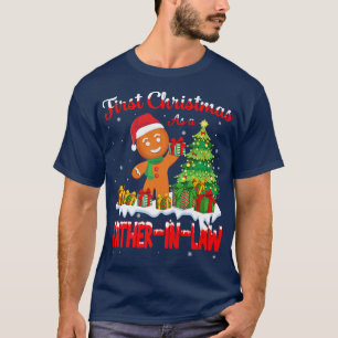 Camiseta Primeiro Natal Como Pai No Gengibre De Lei XMas