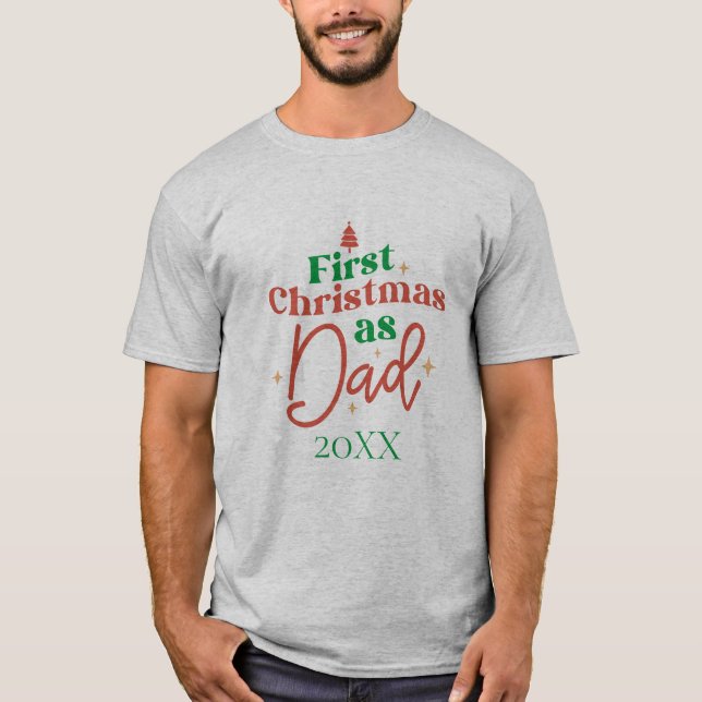 Camiseta Primeiro Natal Como Pai Novo Pai (Frente)