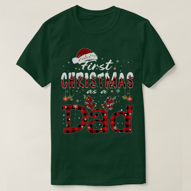 Camiseta Primeiro Natal Como Pai Novo Pai 1 rua Natal L (Frente do Design)