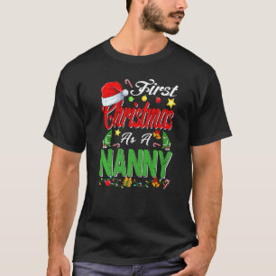 Camiseta Primeiro Natal Como Uma Avó Santa Hat Pajama Xmas