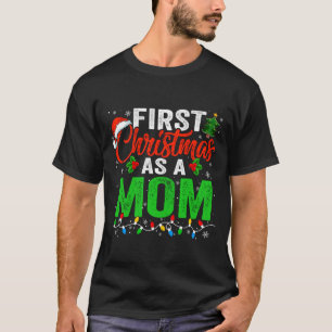 Camiseta Primeiro Natal como uma Mamãe Luzes de Natal Novo