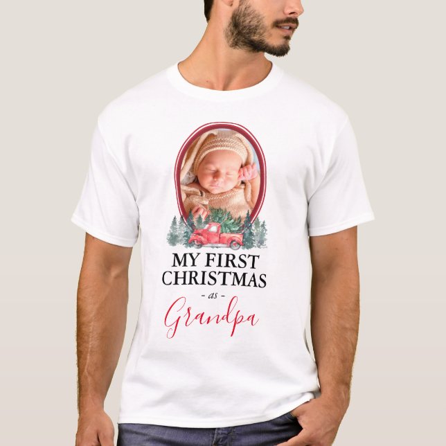 Camiseta Primeiro Natal como Vovô Red Truck T-Shirt (Frente)