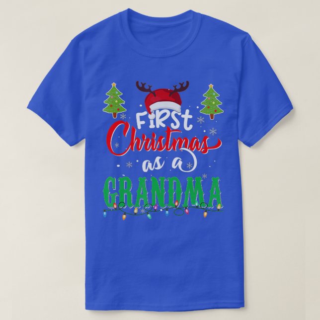 Camiseta Primeiro Natal como vovó Santa Hat Ugly Xmas (Frente do Design)