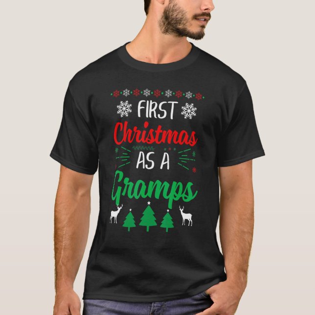 Camiseta Primeiro Natal Como Vovô Xmas Primeira Vez De Gran (Frente)