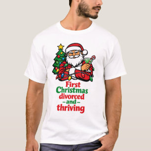 Camiseta Primeiro Natal Divorciado e Próspero Natal
