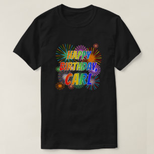 Camiseta Primeiro nome "CARL", "FELIZ ANIVERSÁRIO"
