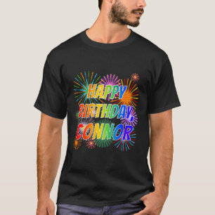 Camiseta Primeiro nome "CONNOR", "FELIZ ANIVERSÁRIO"