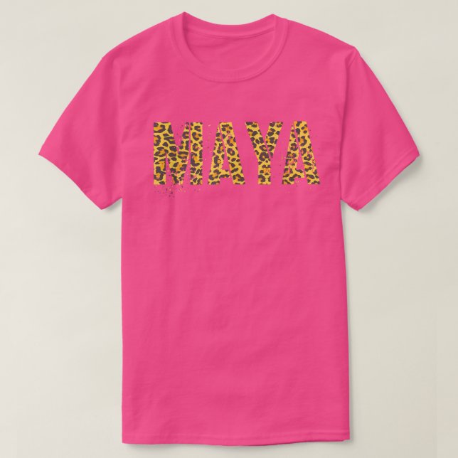 Camiseta Primeiro nome: MAIA Leopard Print Girl Cheetah Irm (Frente do Design)