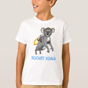 Camiseta Primeiro passeio do urso coala Rocket com jetpack
