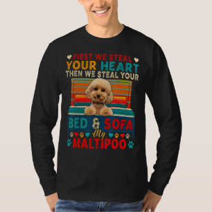 Camiseta Primeiro Roube Seu Coração Fofo Depois Cama E Sofá