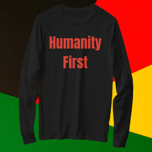 Camiseta Primeiro Texto Vermelho Negrito da Humanidade