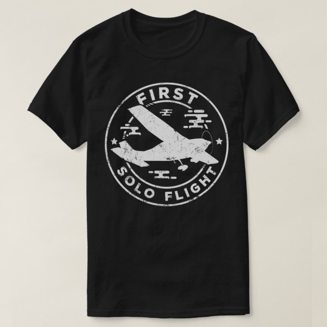 Camiseta Primeiro Voo do Piloto de Avião de Avião Solo (Frente do Design)