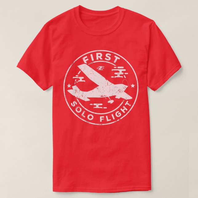 Camiseta Primeiro Voo Piloto de Avião de Avião Solo 2 (Frente do Design)