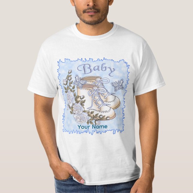 Camiseta Primeiros Sapatos de Bebê Menino (Frente)