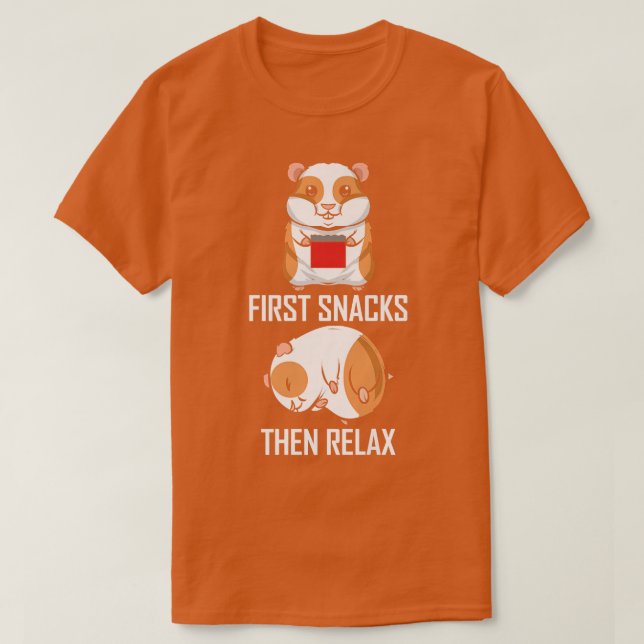 Camiseta Primeiros Snacks depois Rela Funny Guiné Pig (Frente do Design)
