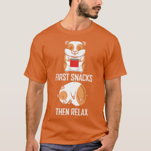 Camiseta Primeiros Snacks depois Rela Funny Guiné Pig