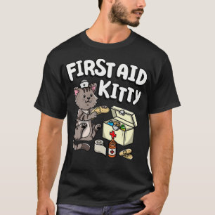 Camiseta Primeiros Socorros Engraçados Kitty Cat Médico Enf