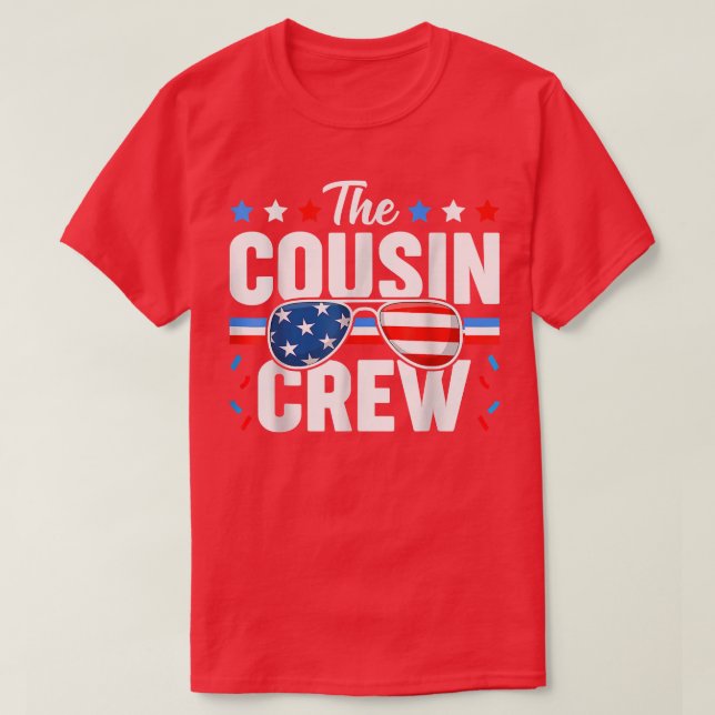 Camiseta Primo Crew 4 de julho Família Patriótica Americana (Frente do Design)