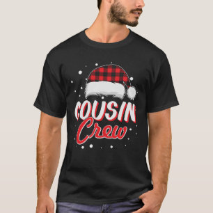 Camiseta Primo Crew Red Xadrez Santa Hat Natal