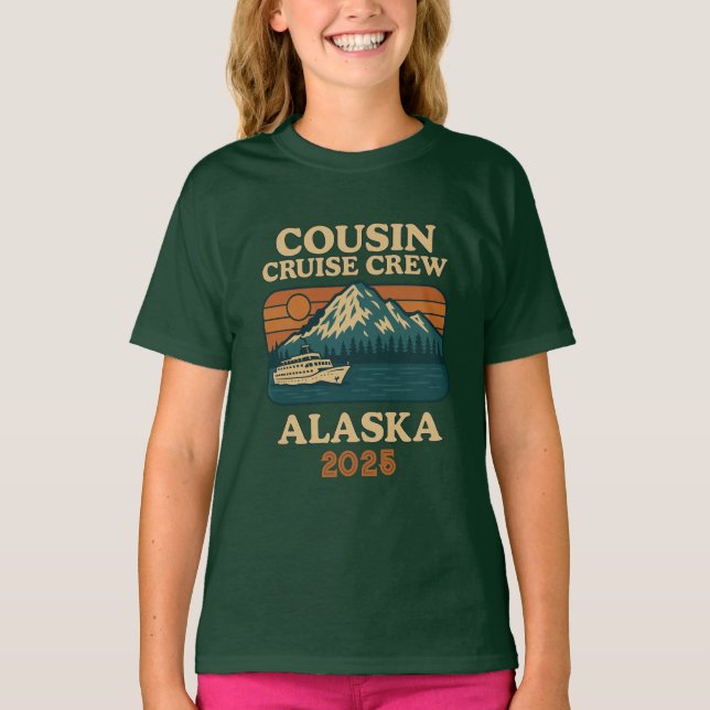 Camiseta primo Cruise Crew Alaska Ano Personalizado (Frente)