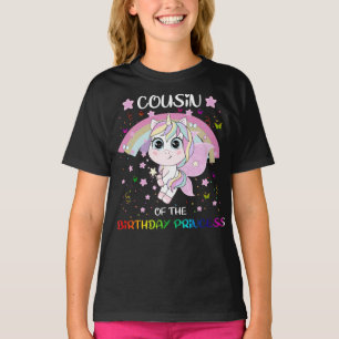 Camiseta Primo da Princesa de Aniversário Unicórn