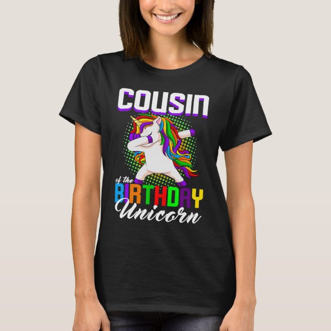 Camiseta Primo da Princesa de Aniversário Unicorn Dabbing B (Frente)