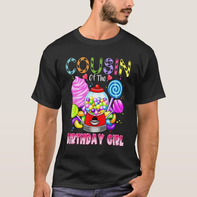 Camiseta Primo Da Rapariga De Aniversário Candyland Candy B (Frente)