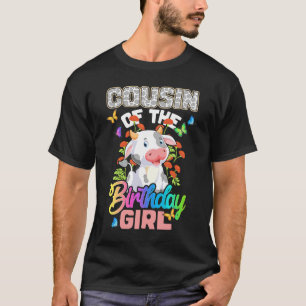 Camiseta Primo Das Raparigas De Aniversário Vaca Impressão