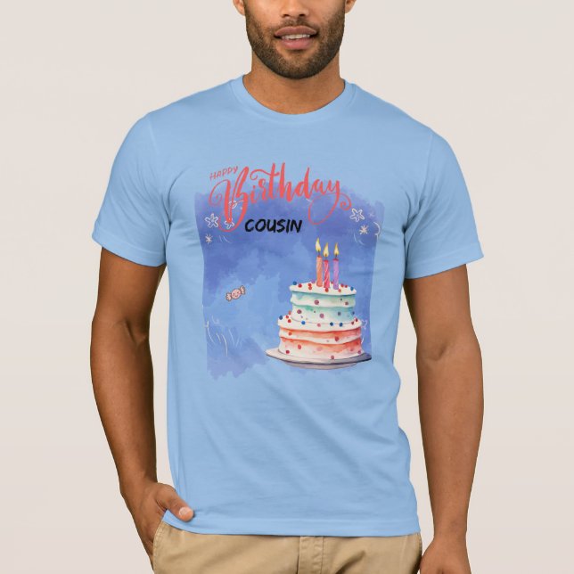 Camiseta Primo de aniversário feliz personalizado (Frente)