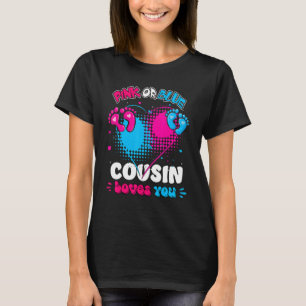 Camiseta Primo De Coração Rosa Ou Azul Ama Seu Gênero Chá